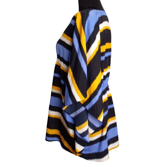 Michael Kors Size M Top Kaftan Poncho Womens Striped V-Neck Polyester - Picture 3 of 10